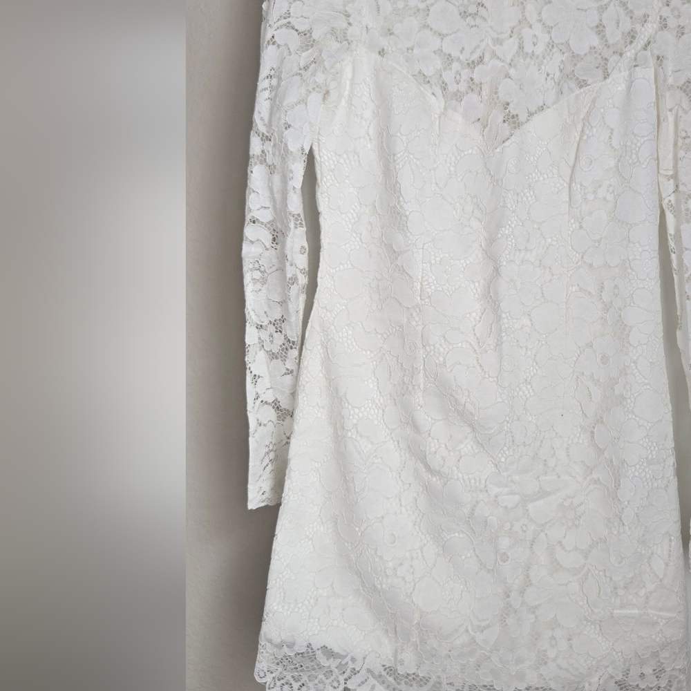 Bardot Ivory Lace Long-Sleeve Mini Dress